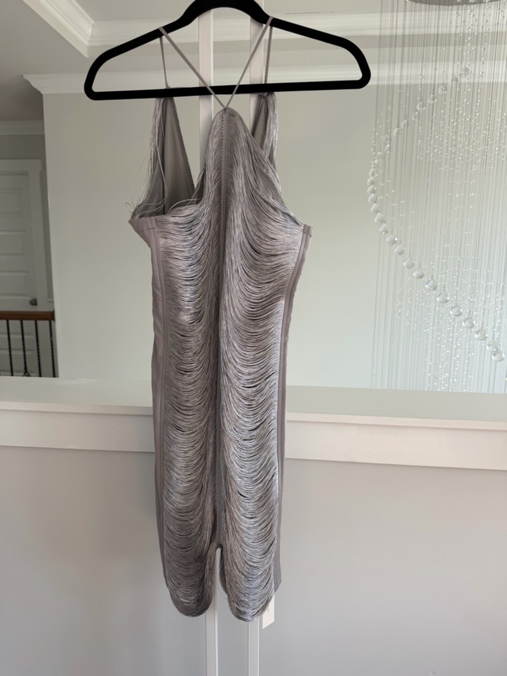 Commense Metallic Silver Fringe Halter Dress - Picture 7 of 9
